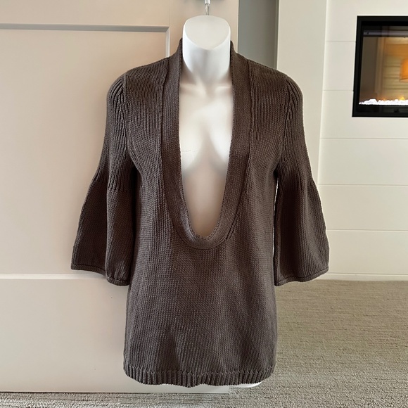 THEORY Fisherman Knit U-Neck Sweater in Storm Gray Sz M NWT $298!! - Picture 1 of 4
